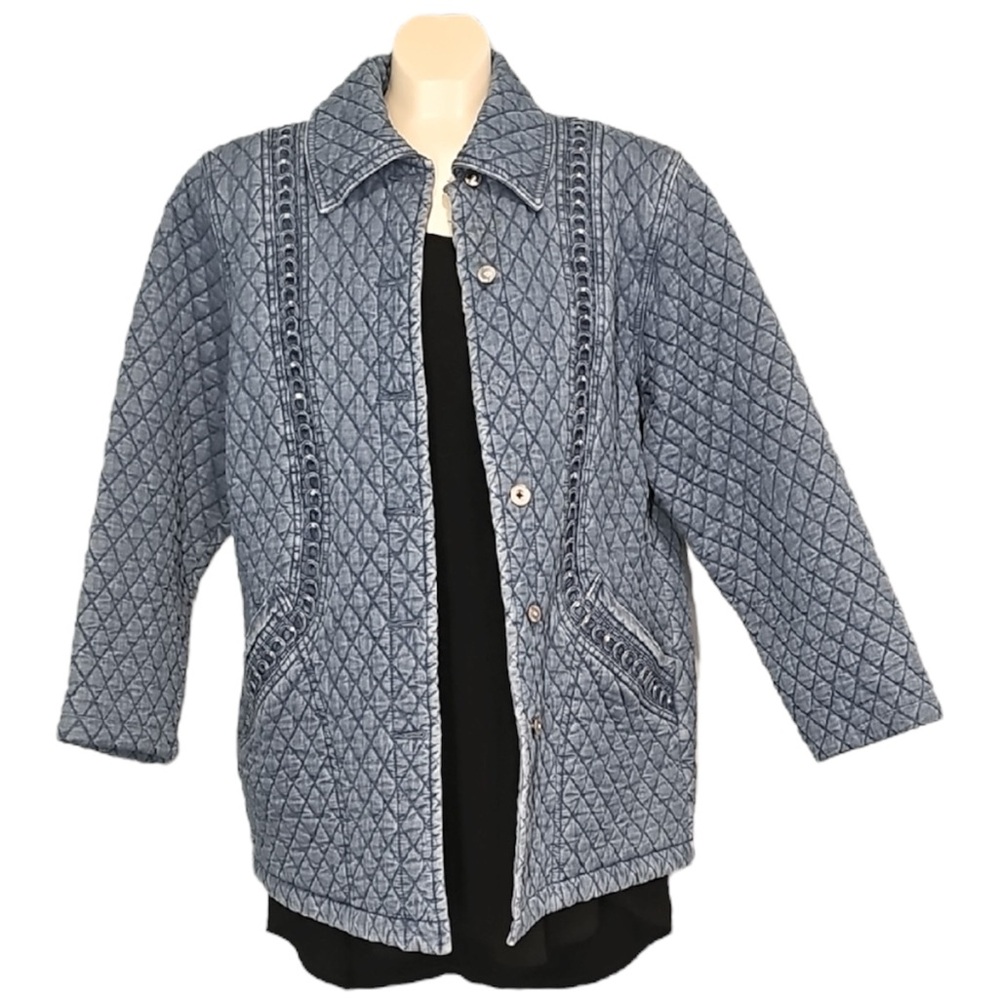 💚 Vintage Boardwalk Quilted Blue Women's Jacket, Size M